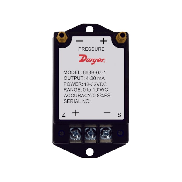 Dwyer Instruments Compact differential pressure transmitter, 4 to 20 mA, 0 to +/-2.5inwc 668B-16-1 - main